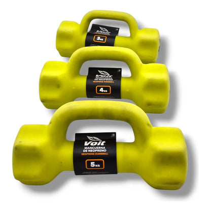 Kit De Mancuernas Pesa Hexagonal Marca Voit 3kg, 4kg Y 5kg Amarillo