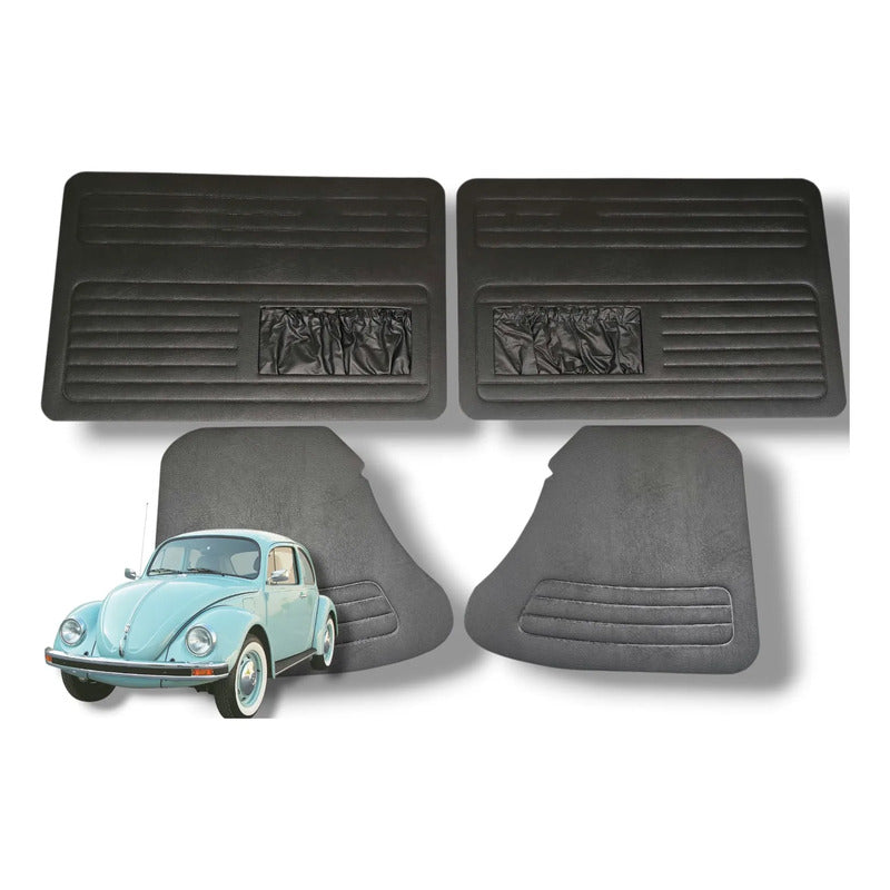 Juego Tapas Puerta Vocho 1600 Con Bolsas Originales Brazil Negro