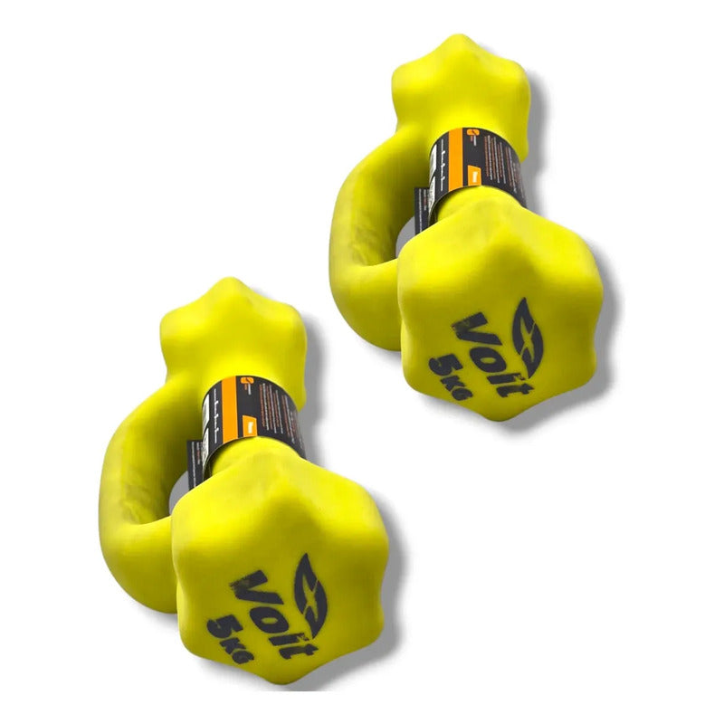 Par De Mancuernas Pesa Hexagonal Marca Voit 5kg Amarillo