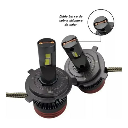 Kit Focos Led Auto 100w 6500k Csp Chip Luces Carro Luz Hiper 9004 Negro Blanco Frío