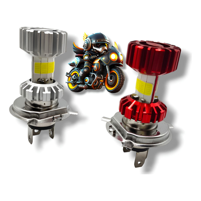 Foco Para Moto Led H4 Luz Alta/baja 6500k 12-80v 32 Watts H4 Plateado Blanco Frío