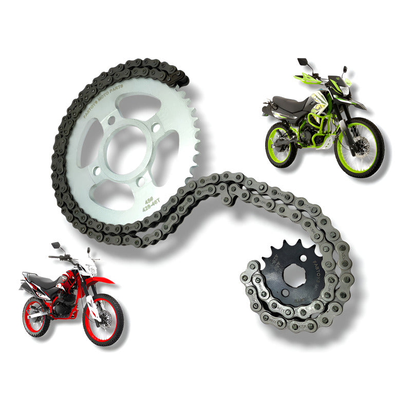 Kit Arrastre Italika Dm 150, 200 Sport, Dm 200 250 2014-2024 Cromado