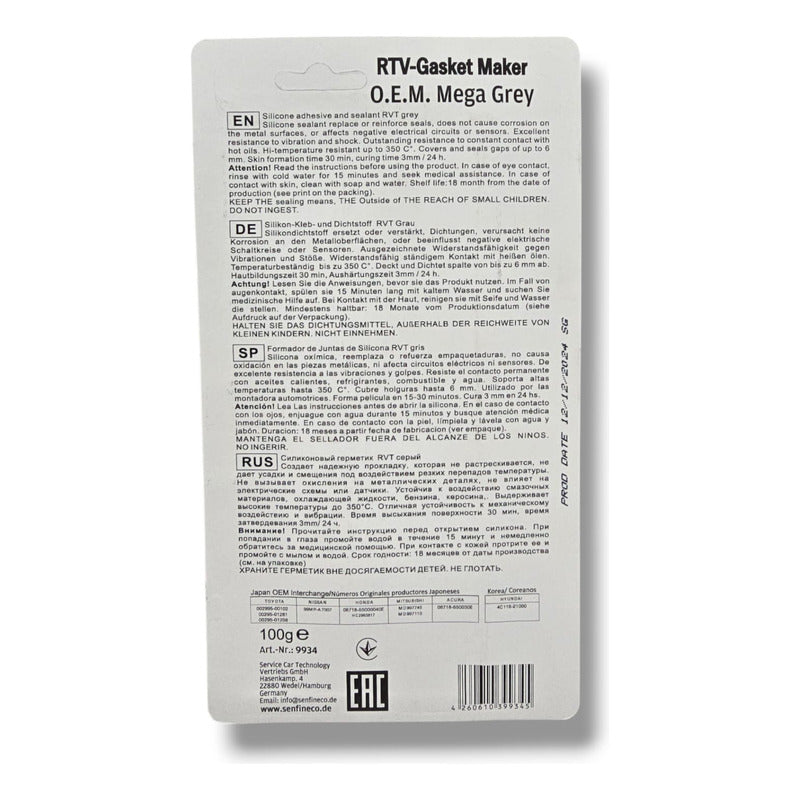 Silicon Formador De Juntas Aleman Color Negro 100g Oem