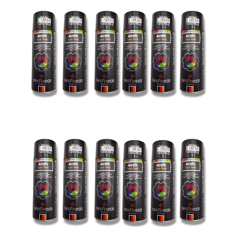 Pack 12 Pzs Pintura Negra Spray Negro Brillante Elite Negro Brillante