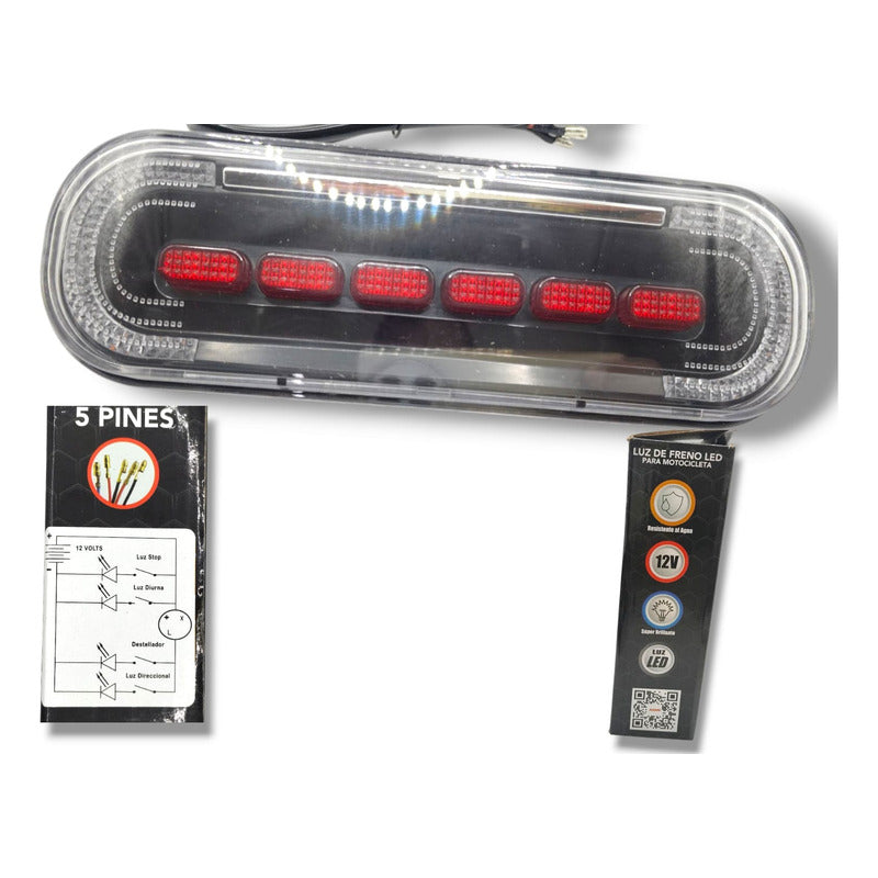 Luz De Freno Stop Led Color Rojo C/soporte 12v Ambos Lados Rojo
