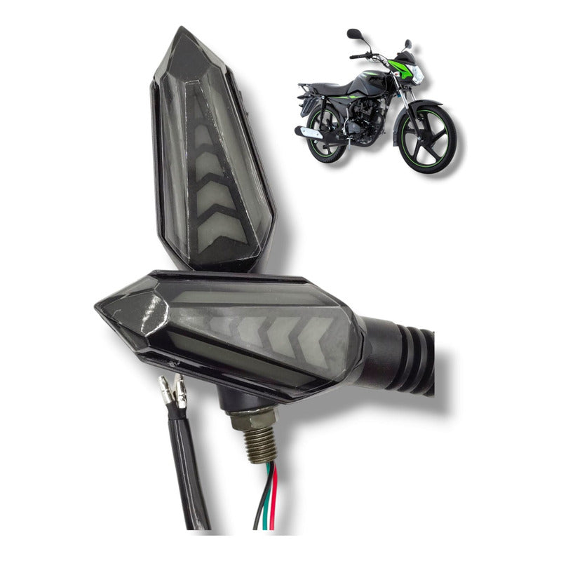 Par Direccionales Led Universales Para Motocicleta Azul