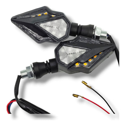 Par Direccional Led Luz Azul Para Moto Universal Premium Blanco