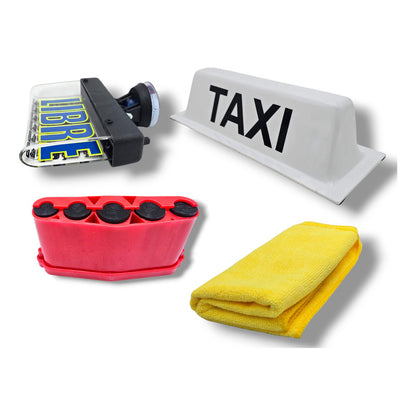 Kit Del Taxista, Letreo Luminoso, Marimba Rojo Y Copete Taxi Rojo