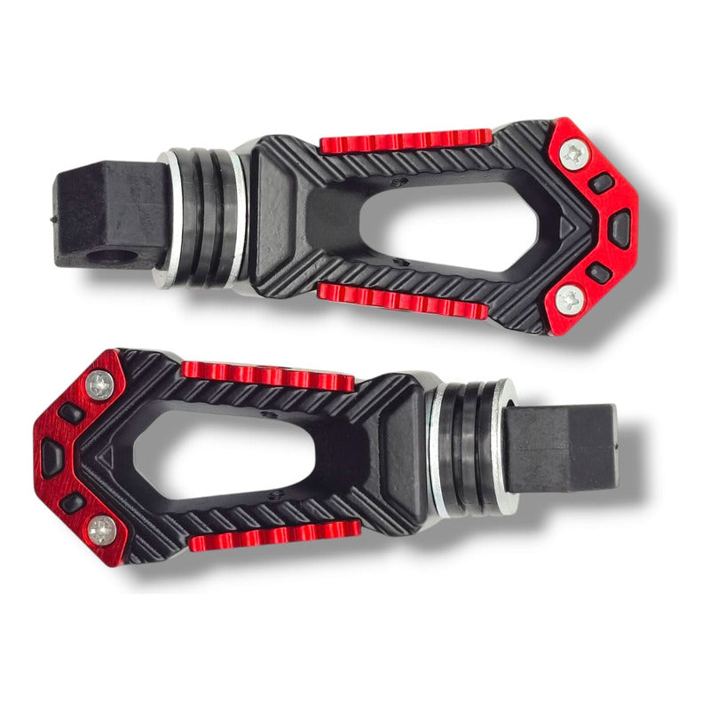 Par De Posapies Para Moto Univesal Rojo Con Negro Premium