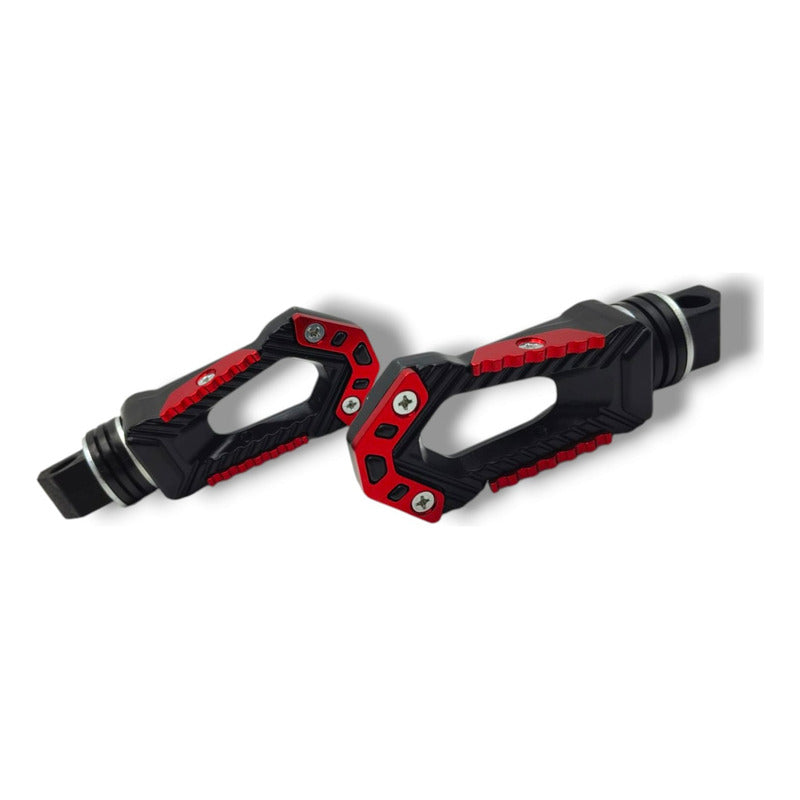 Par De Posapies Para Moto Univesal Rojo Con Negro Premium