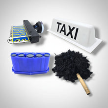 Kit Del Taxista, Letrero, Marimba, Mechudo Y Copete Taxi Azul