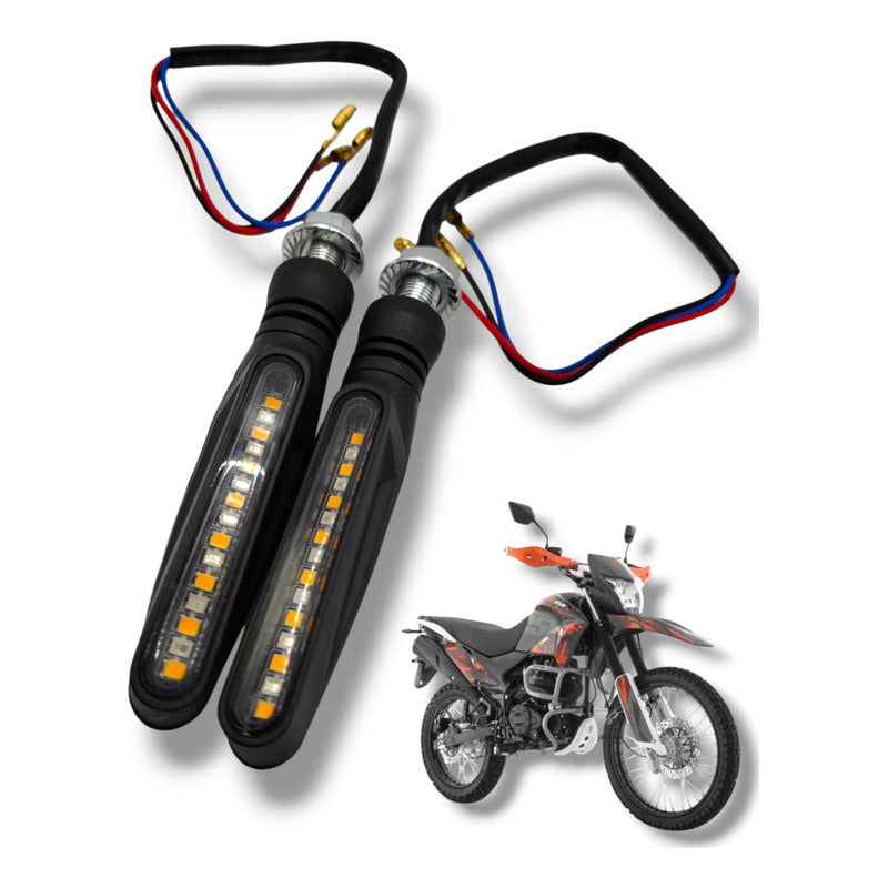 Par Direccionales Led Universales Para Motocicleta Azul