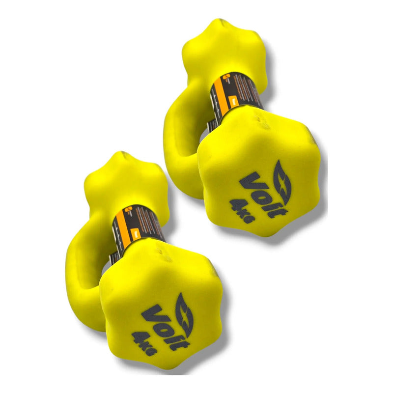 Par De Mancuernas Pesa Hexagonal Marca Voit 4kg Amarillo
