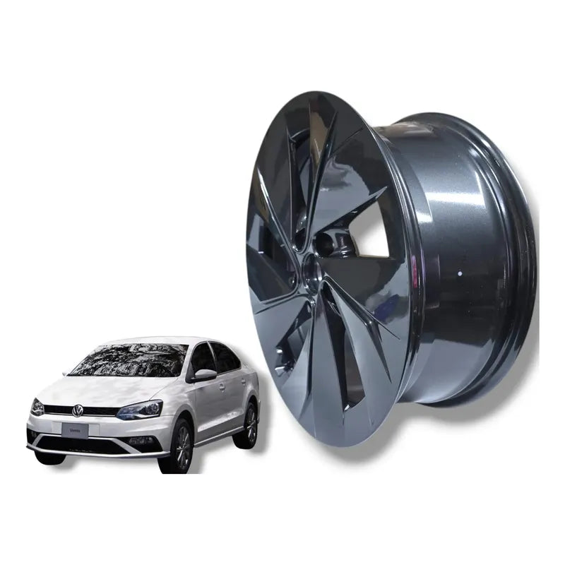 Rin De Aluminio Volkswagen 17 5/112 Gris Brillante Original Negro