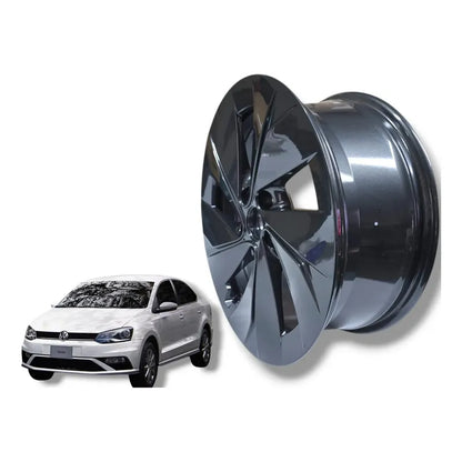 Rin De Aluminio Volkswagen 17 5/112 Gris Brillante Original Negro