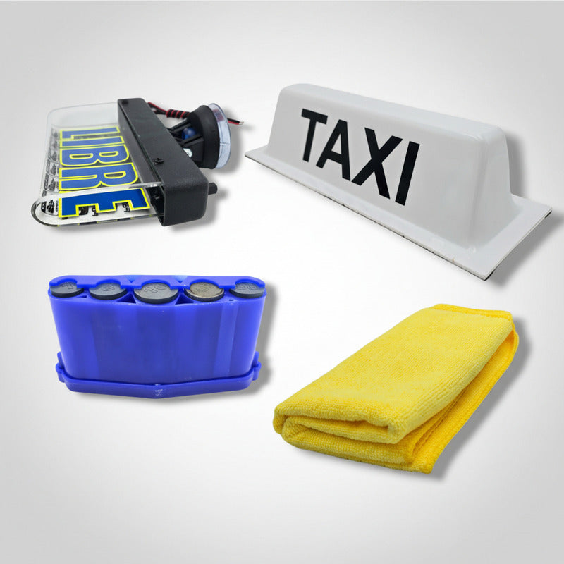 Kit Del Taxista, Letrero Luminoso, Marimba Y Copete Taxi Negro