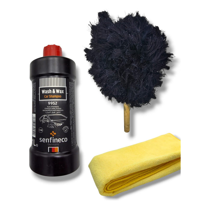 Kit Shampoo Automotriz Con Cera Nanotecnologica + Mechudo